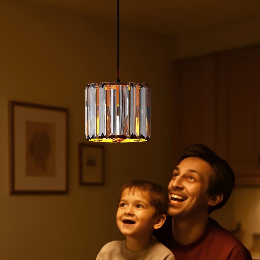 Modern Crystal Glass Shade Pendant Light E27 Ceiling Hanging Lamp Fixture