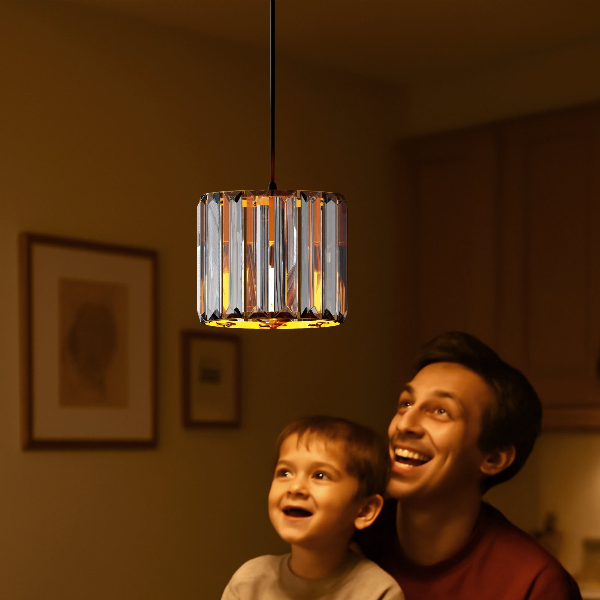 Modern Crystal Glass Shade Pendant Light E27 Ceiling Hanging Lamp Fixture
