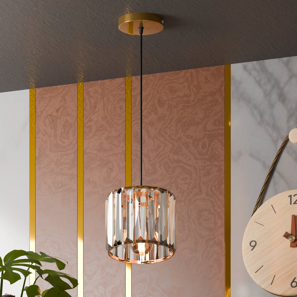 Modern Crystal Glass Shade Pendant Light E27 Ceiling Hanging Lamp Fixture