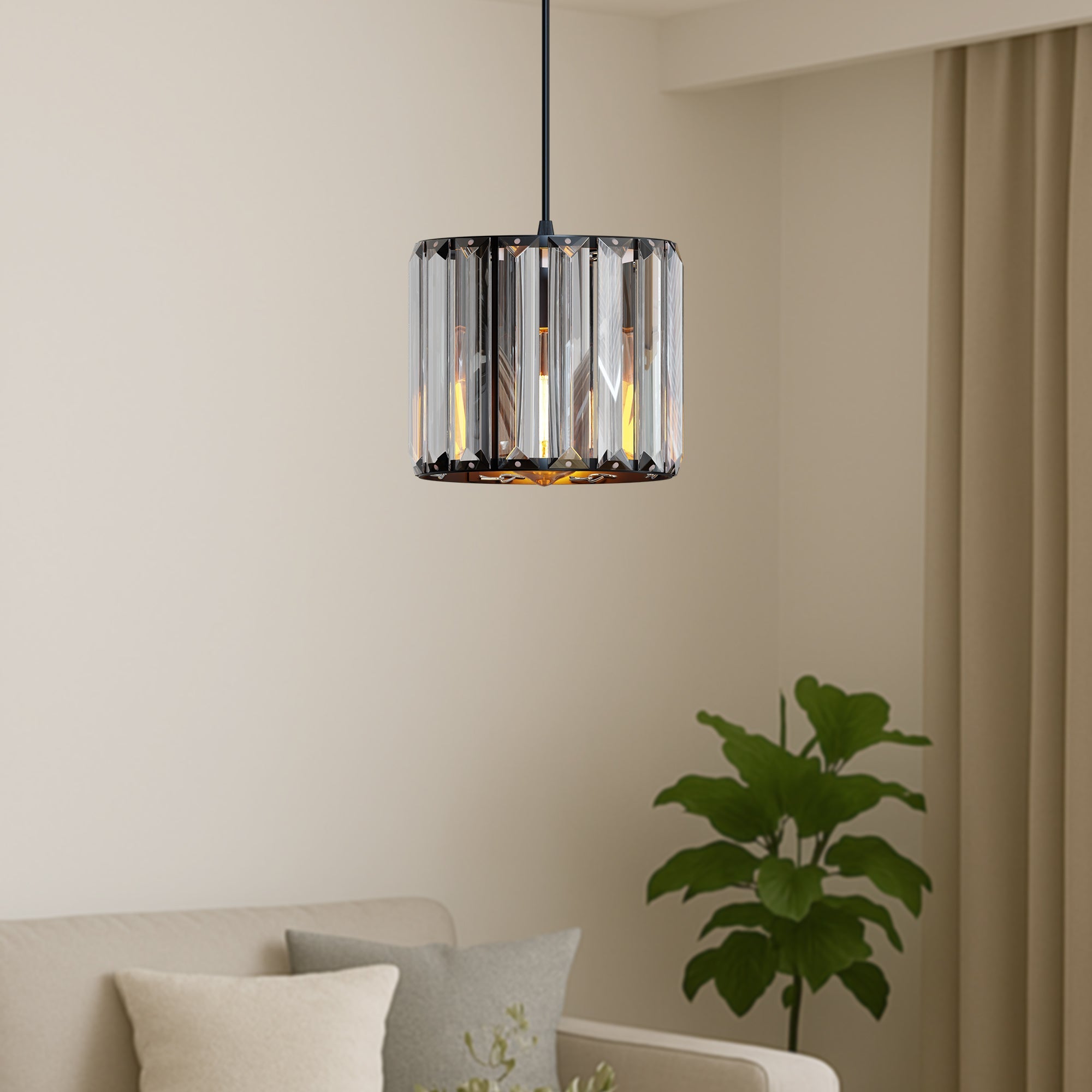 Modern Crystal Glass Shade Pendant Light E27 Ceiling Hanging Lamp Fixture