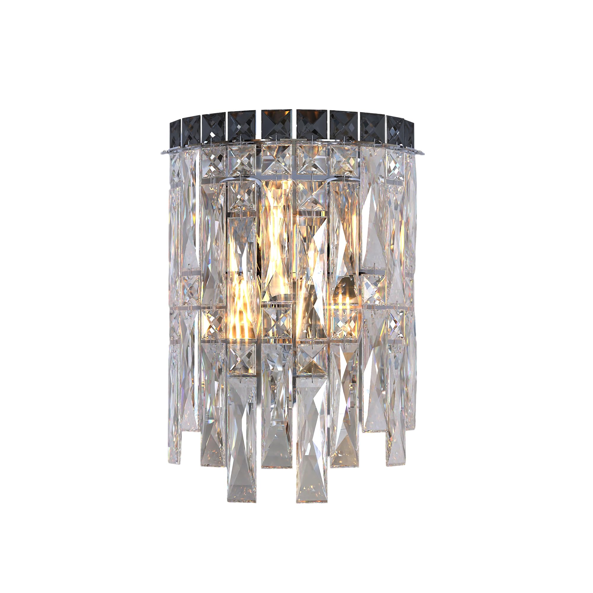 Modern Crystal Wall Sconce Light, E14 Compatible, Chrome/Gold Finish, Luxurious Home Lighting