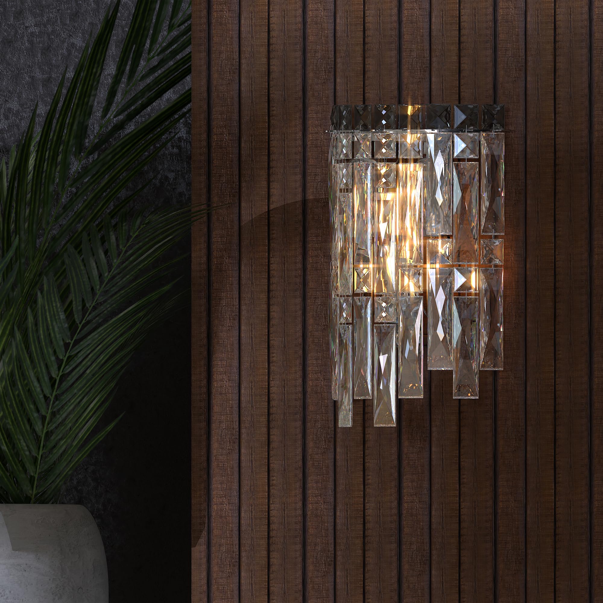 Modern Crystal Wall Sconce Light, E14 Compatible, Chrome/Gold Finish, Luxurious Home Lighting