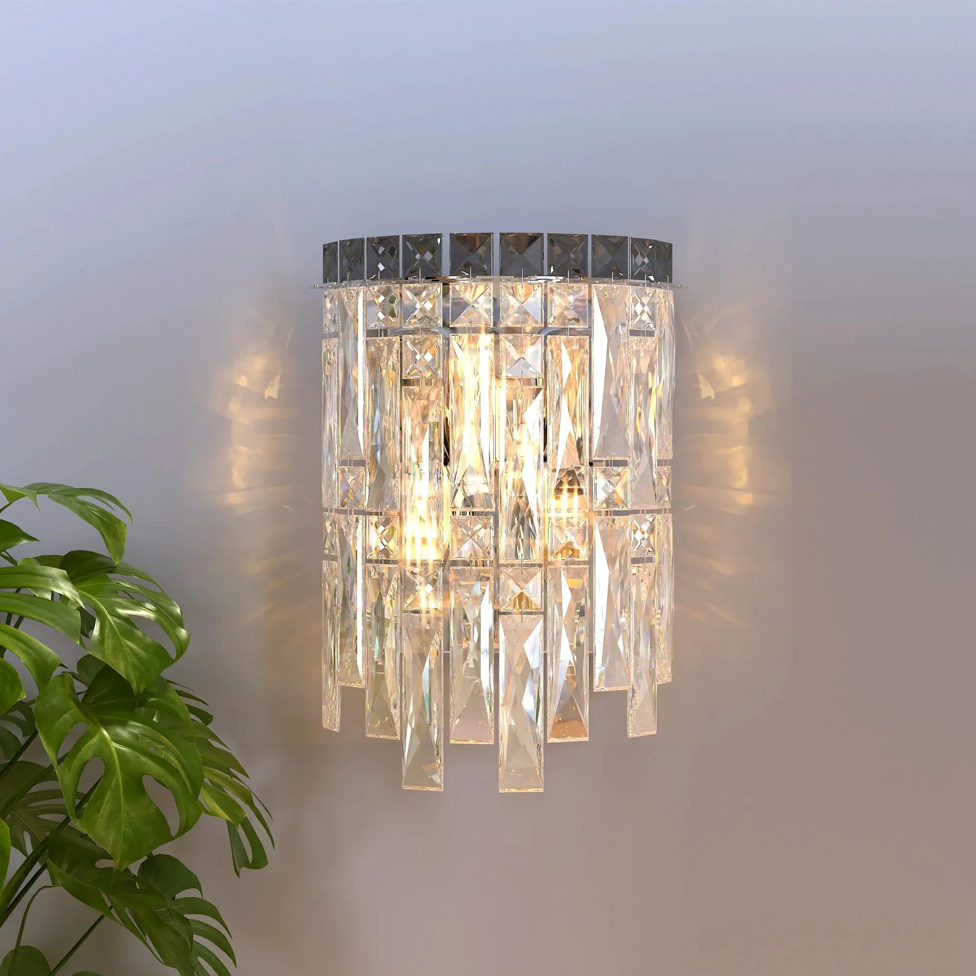 Modern Crystal Wall Sconce Light, E14 Compatible, Chrome/Gold Finish, Luxurious Home Lighting