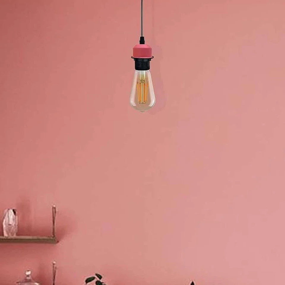 Chic Pink Metal Pendant Light Fixture with Adjustable Cable for E27 Bulbs