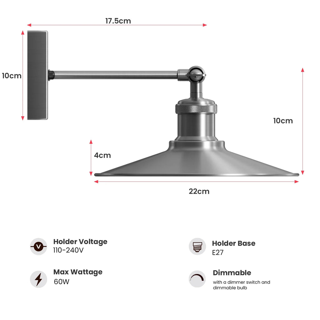 Elegant Satin Nickel Industrial Wall Light Sconce for Modern Home Decor