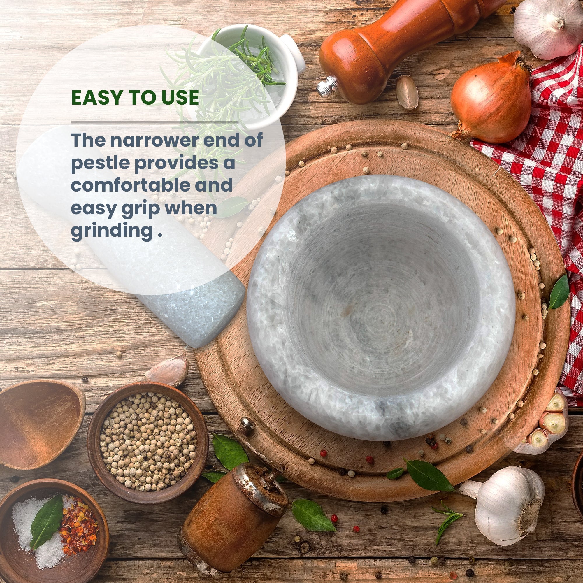 Premium Polished Marble Pestle and Mortar Set, Herb Crusher, Spice Grinder, Guacamole Bowl