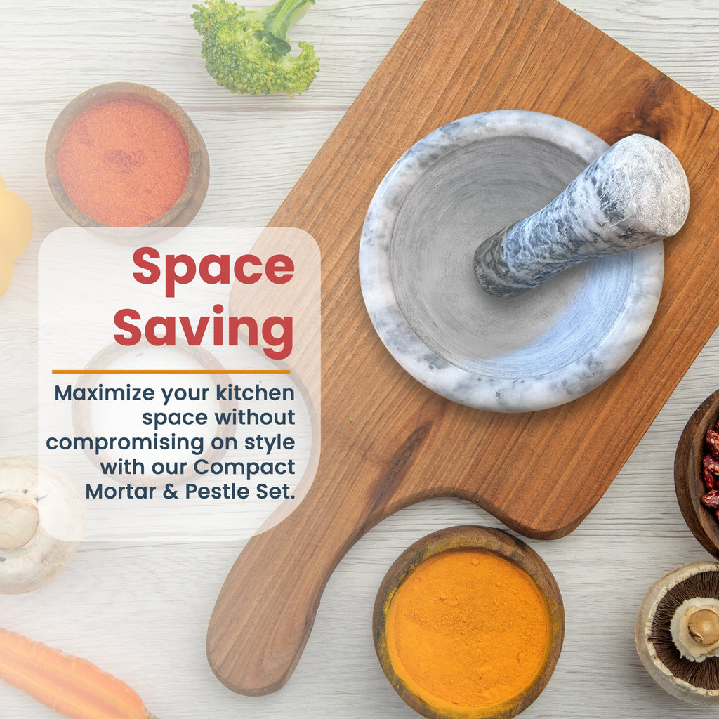 Elegant Natural Marble Mortar and Pestle Set for Herbs, Spices, and Garlic Grinding