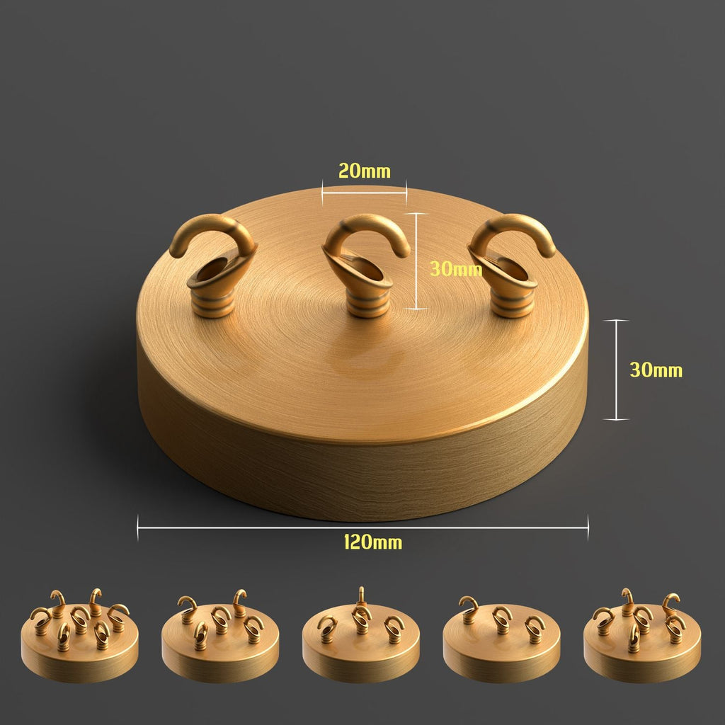 Yellow Brass Ceiling Rose With Hook Pendant Light Fitting~6124