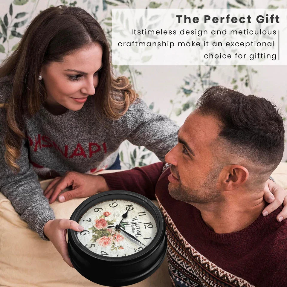 Black Glass Wall Clock - Easy to Read Colourful Numbers ~5201