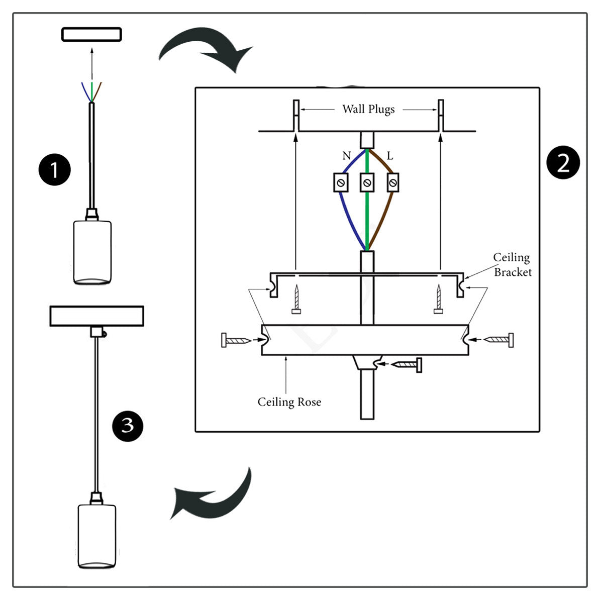 E27 Ceiling Light Fitting Industrial Pendant Lamp Bulb Holder~1676