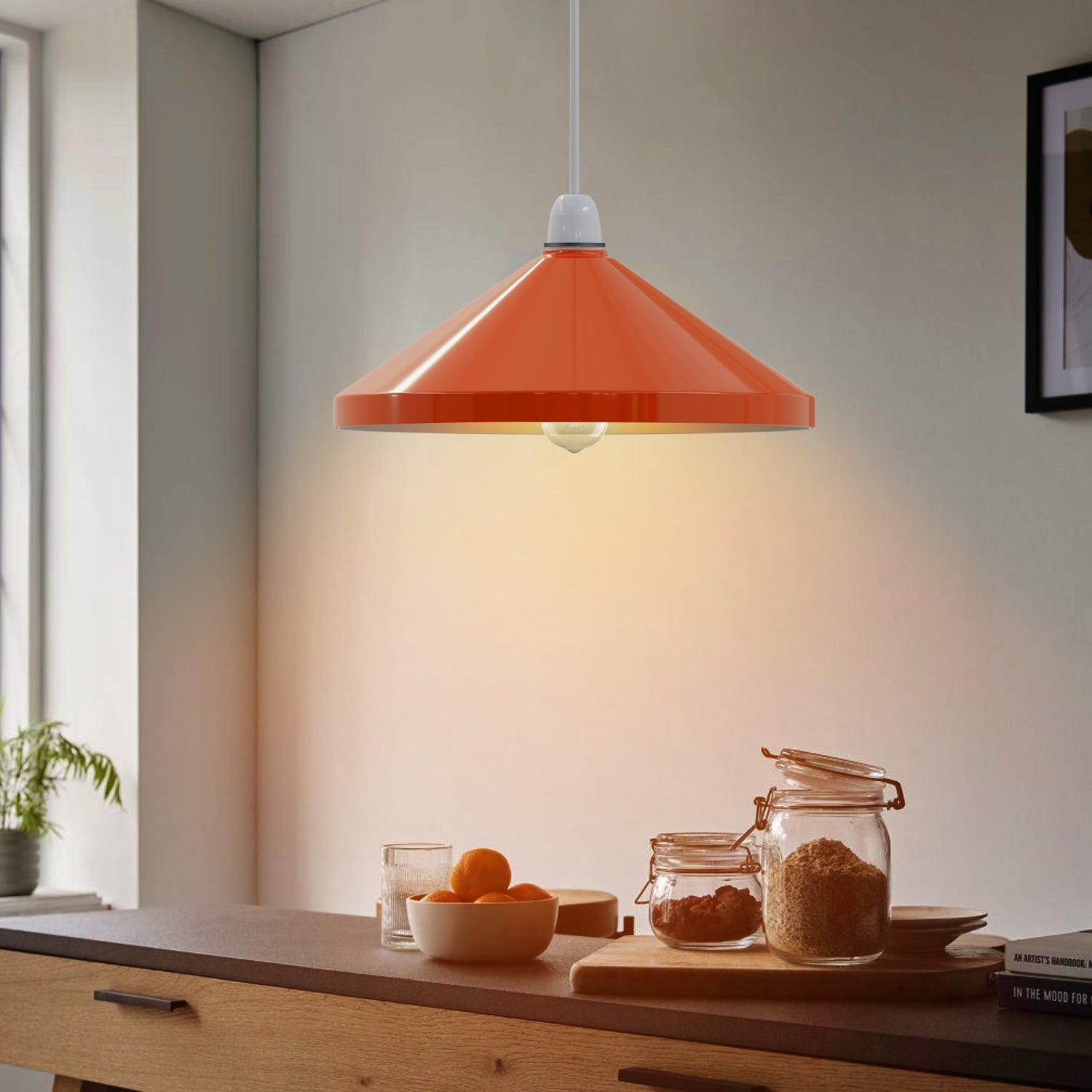Vintage Industrial Metal Cone Easy-Fit Lampshade with Reducer Plate for Home