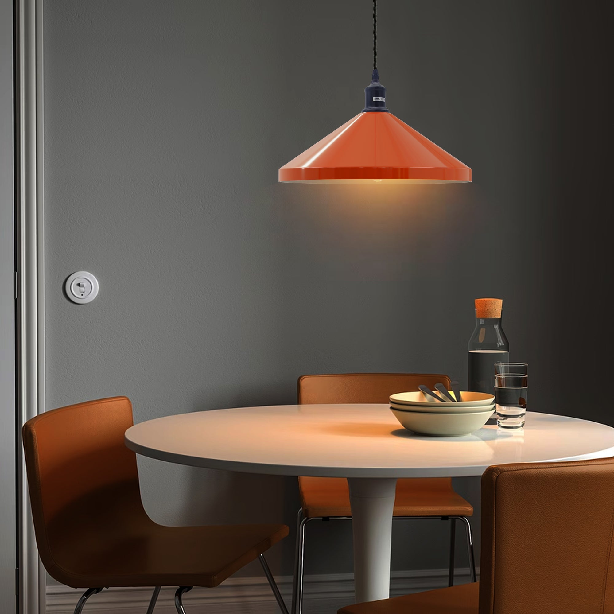 Modern Industrial Metal Cone Pendant Light with Adjustable Hanging Cable