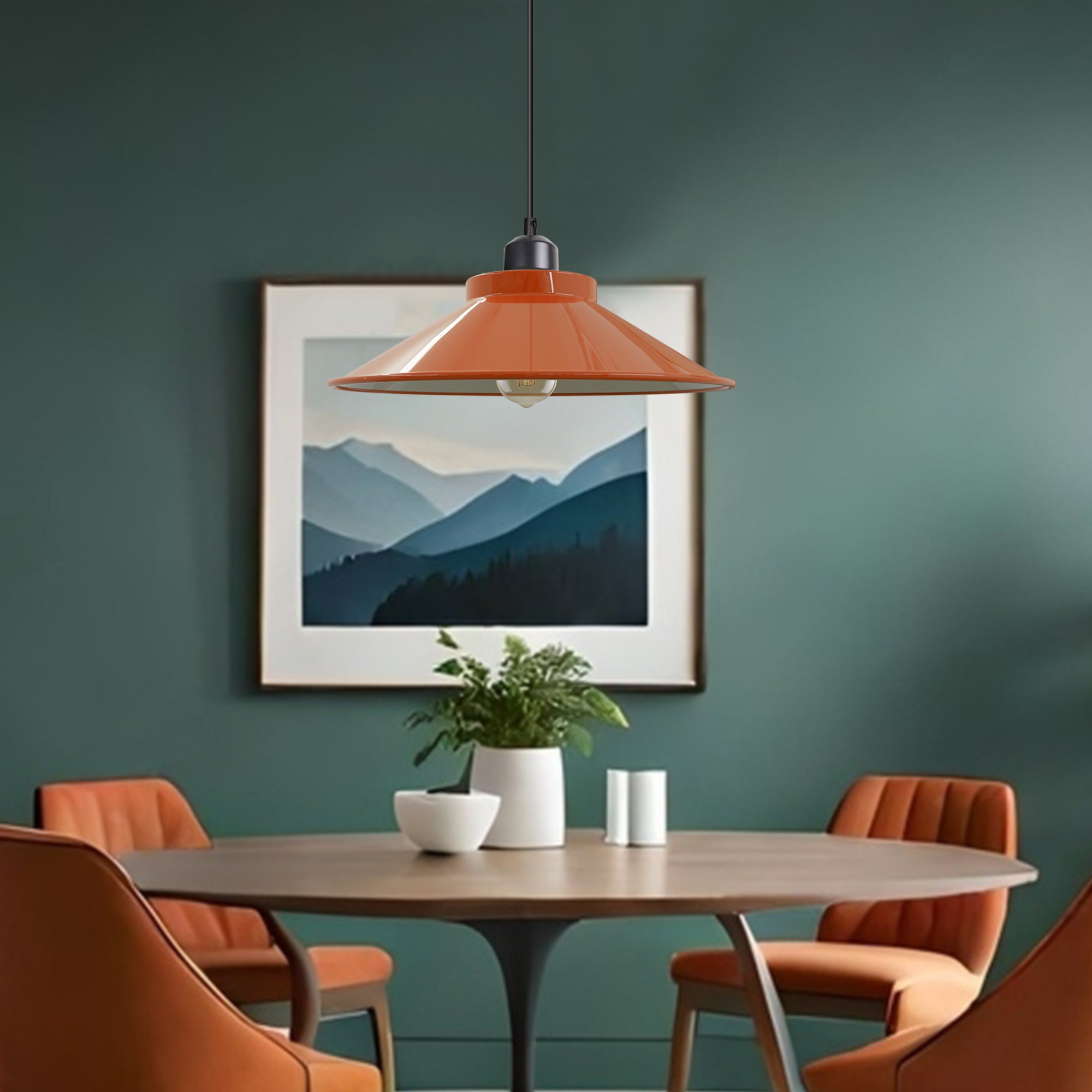 Adjustable Vintage Metal Single Head Hanging Pendant Light with E27 Socket