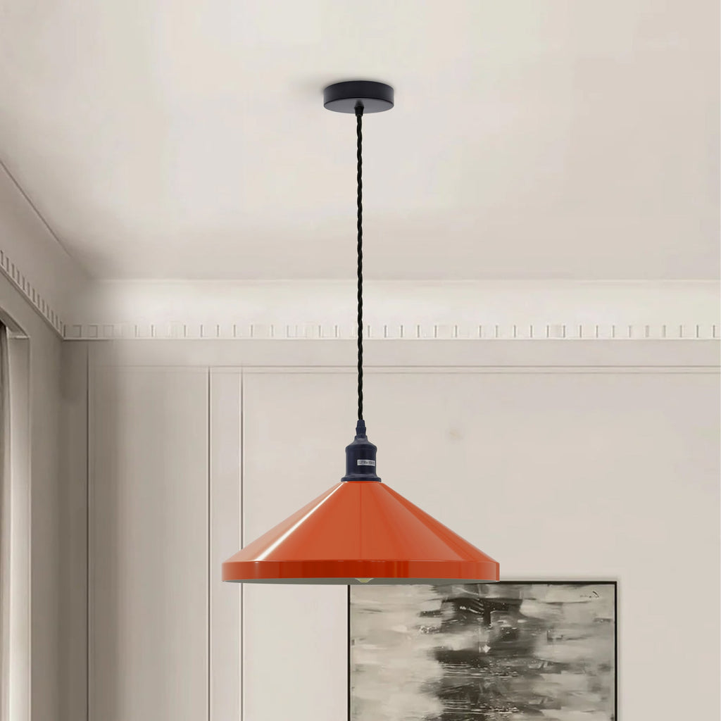 Modern Industrial Metal Cone Pendant Light with Adjustable Hanging Cable