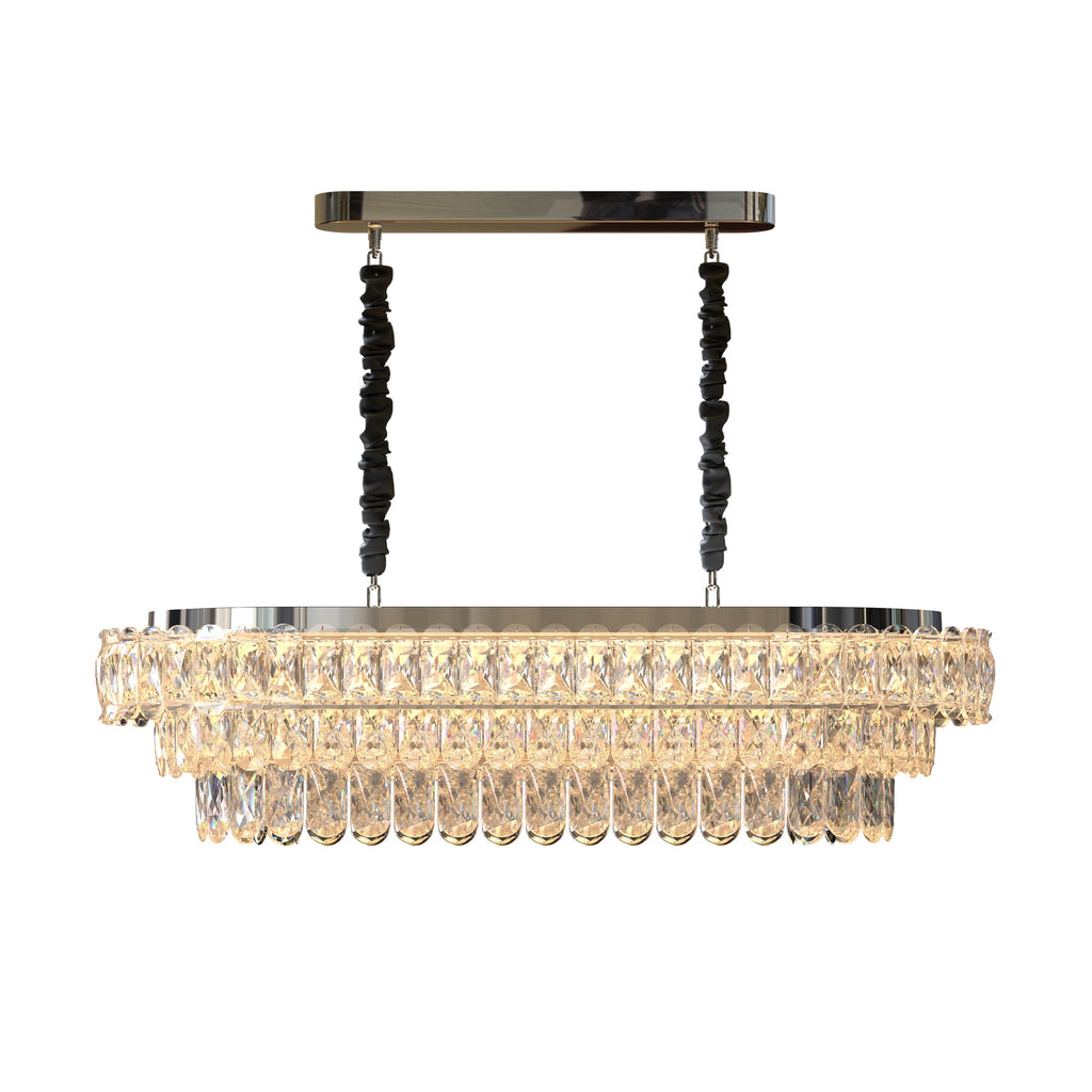 Elegant Oval Crystal Droplet Ceiling Chandelier Light Fixture Modern Design