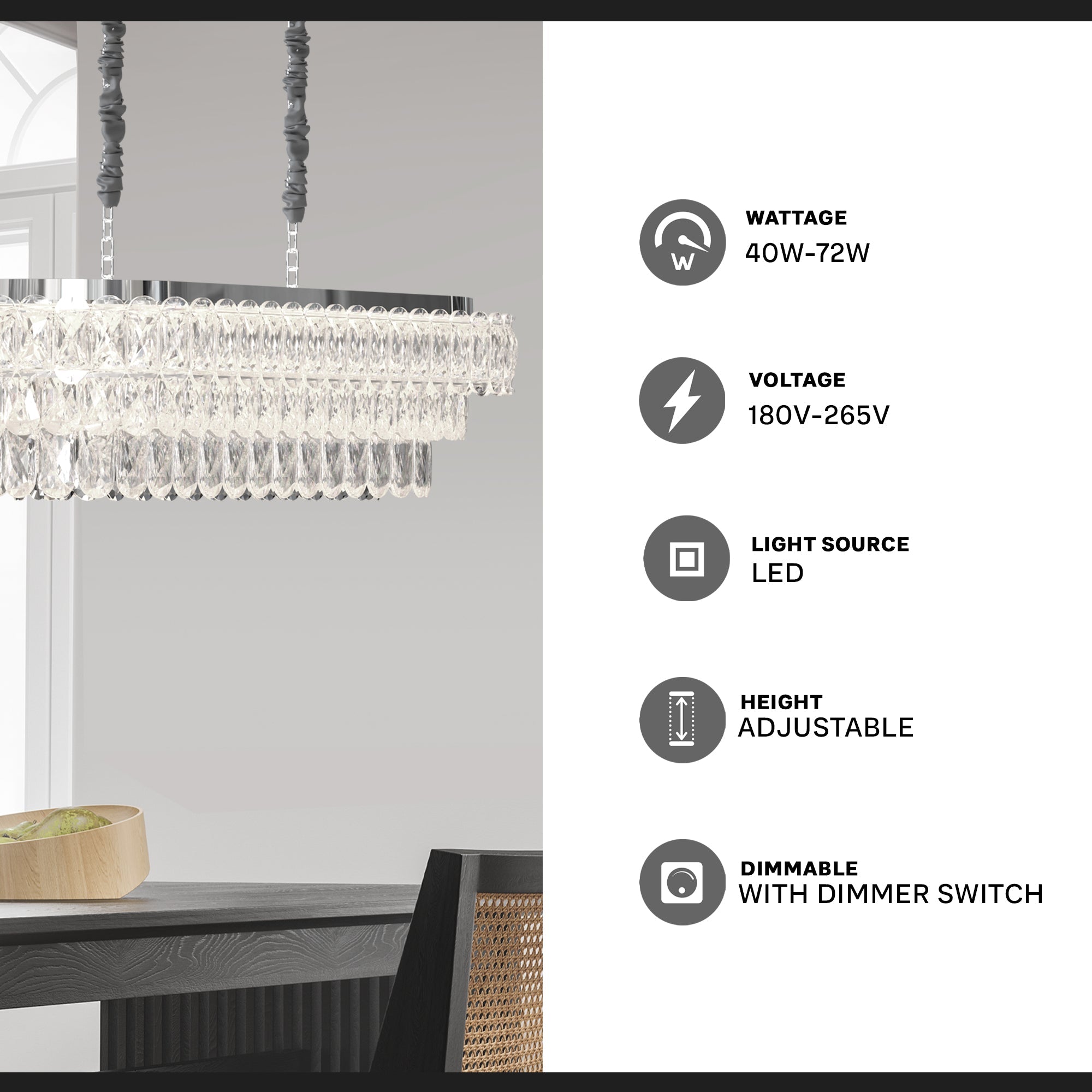 Elegant Oval Crystal Droplet Ceiling Chandelier Light Fixture Modern Design