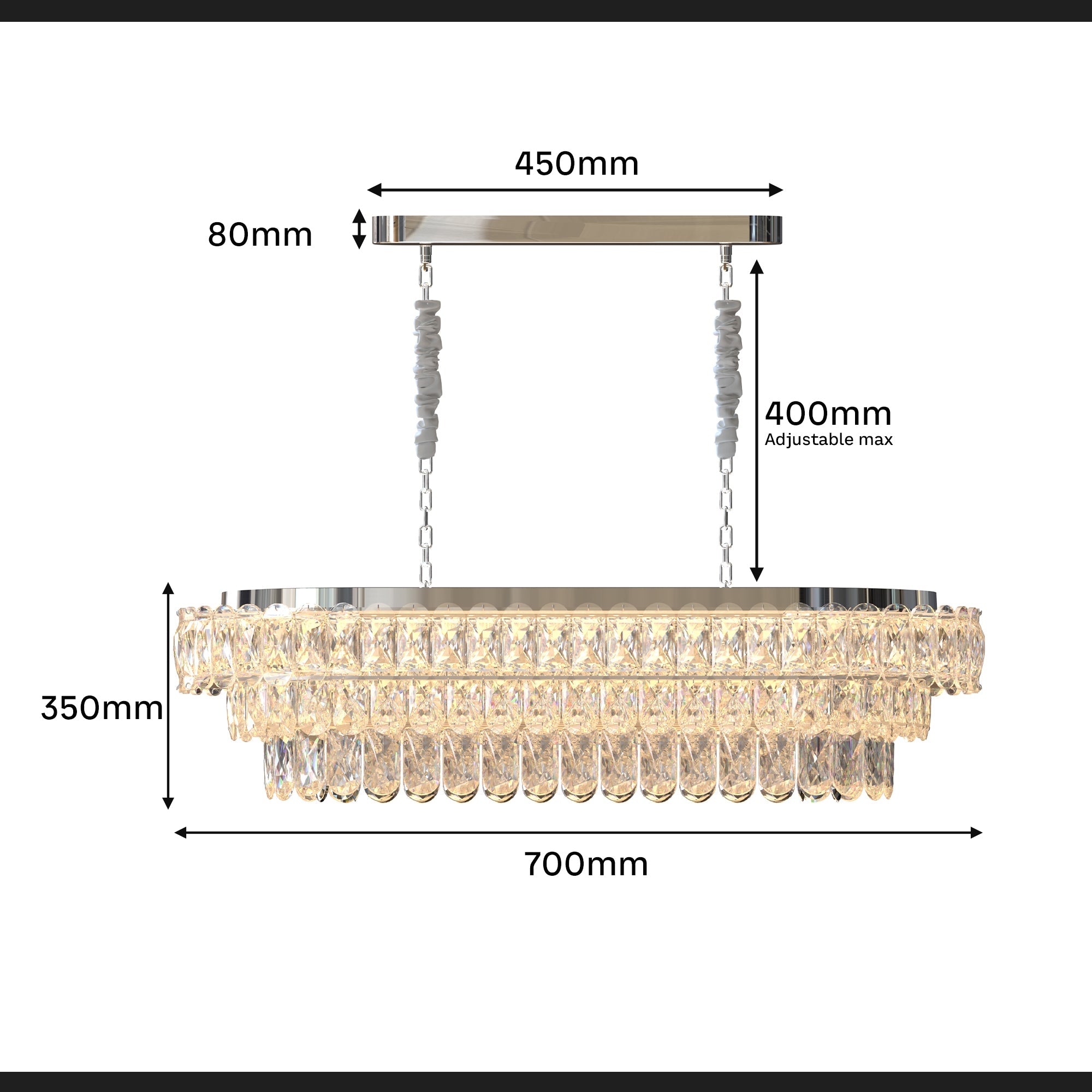 Elegant Oval Crystal Droplet Ceiling Chandelier Light Fixture Modern Design