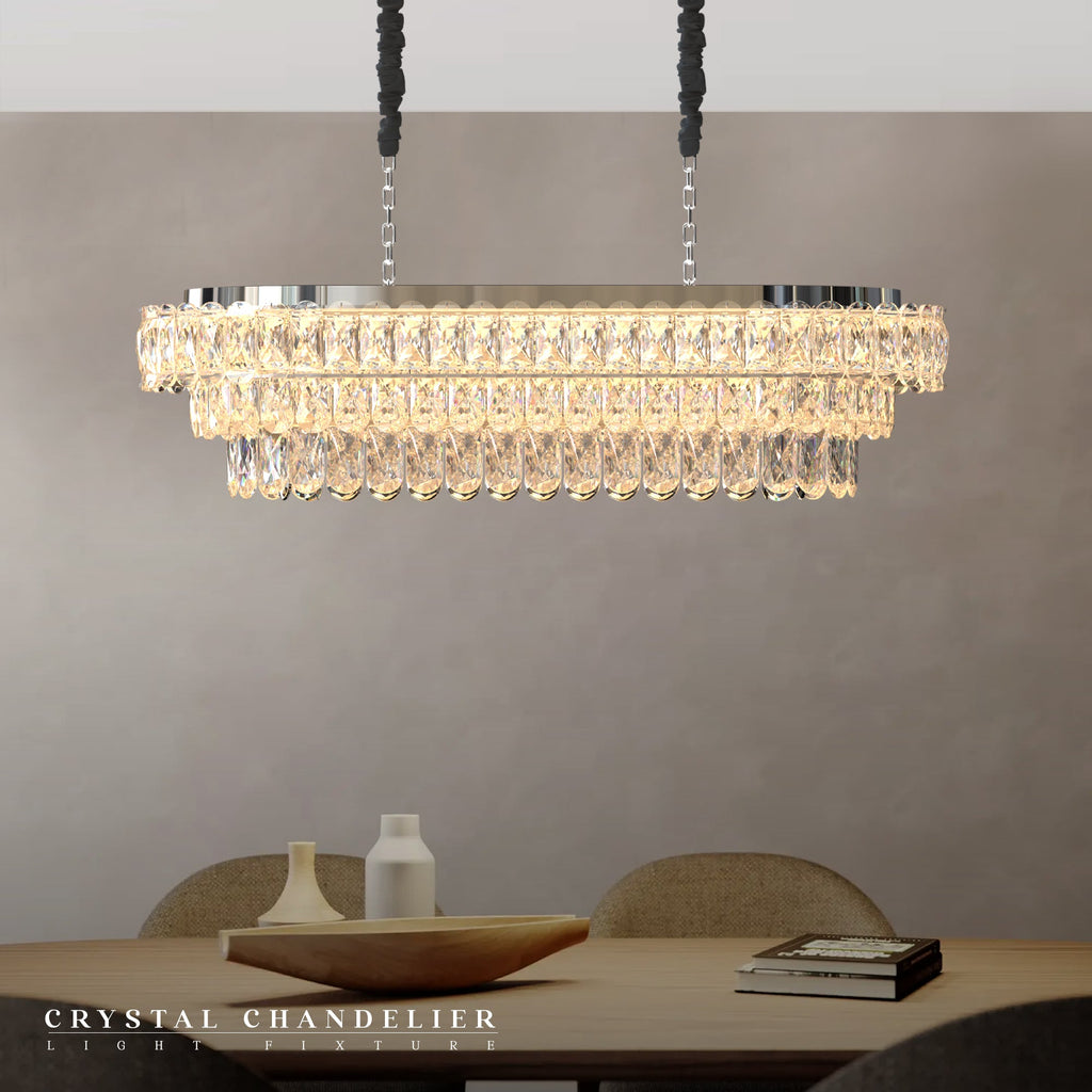 Elegant Oval Crystal Droplet Ceiling Chandelier Light Fixture Modern Design