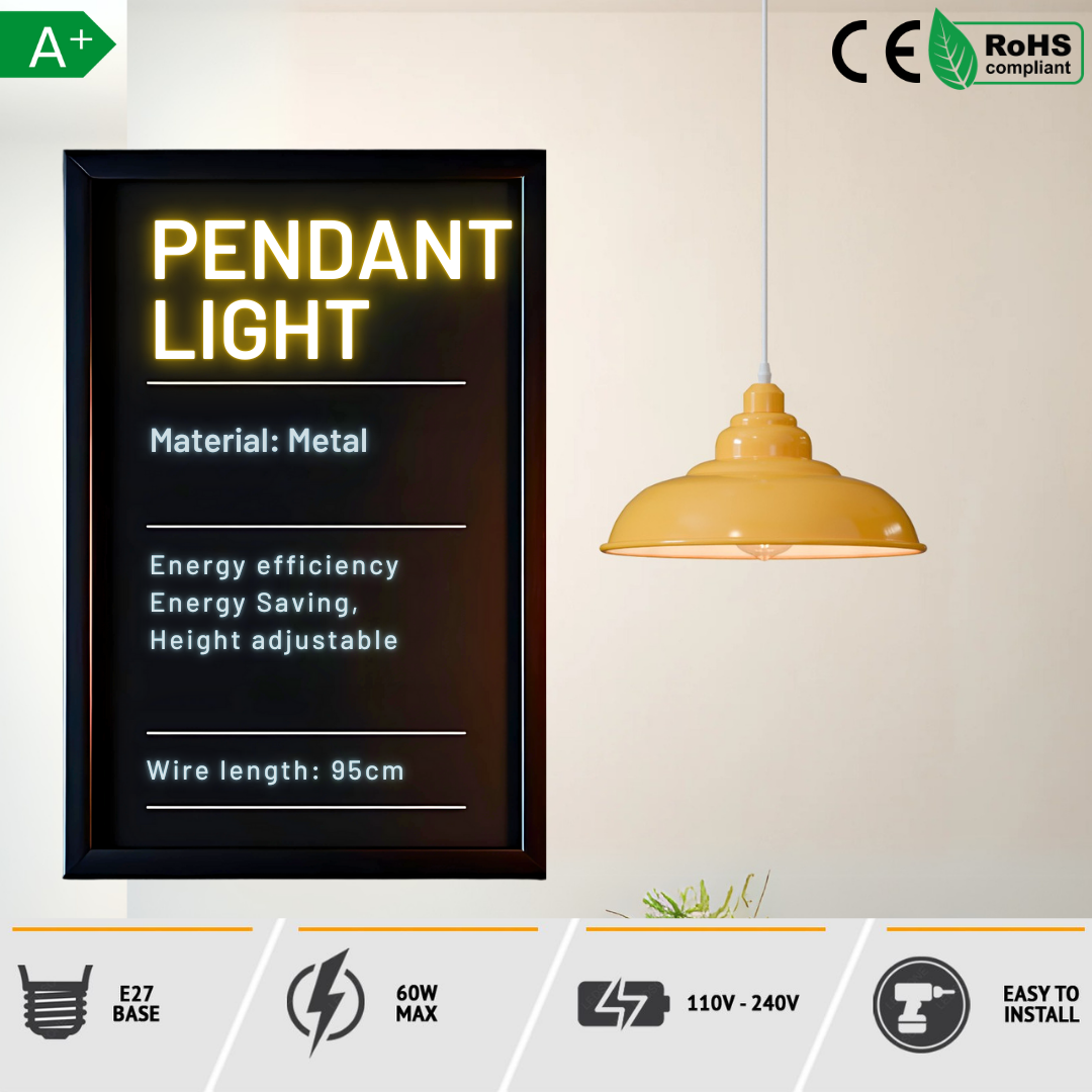 Vintage Retro Metal Shade Pendant Light | E27 ~5854
