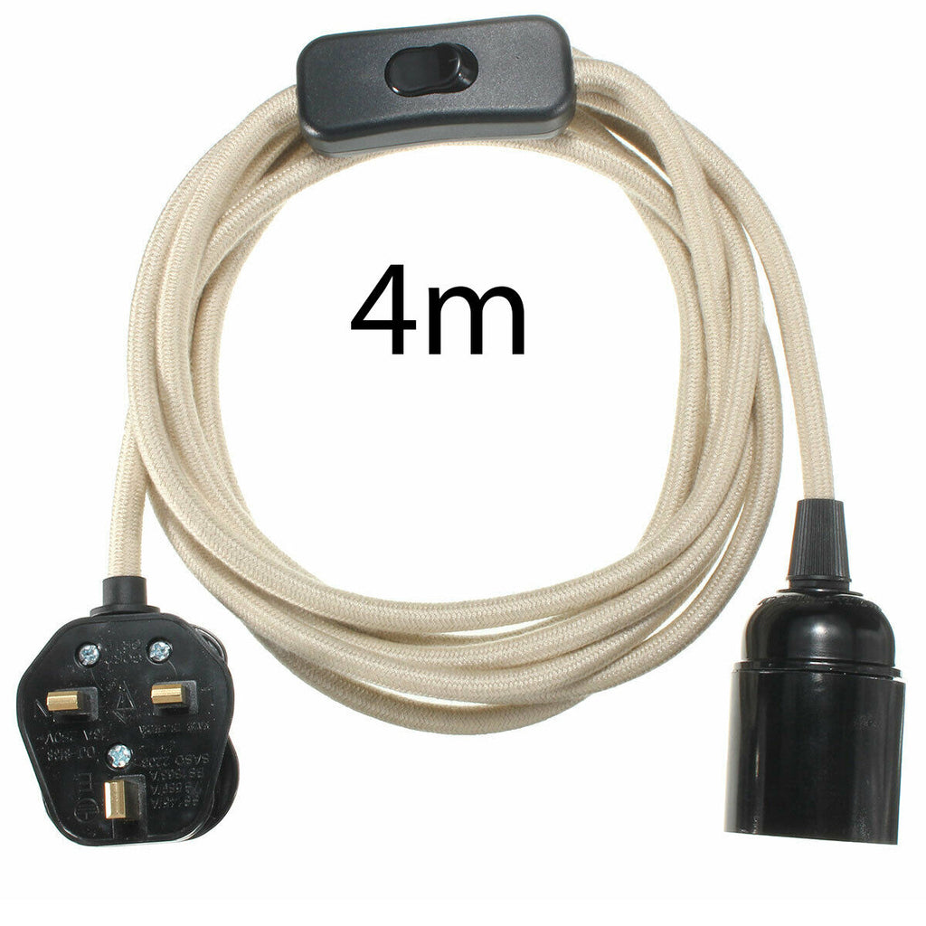 LEDSone 13ft Fabric Flex Plug-In Pendant Light with E27 Bulb Holder