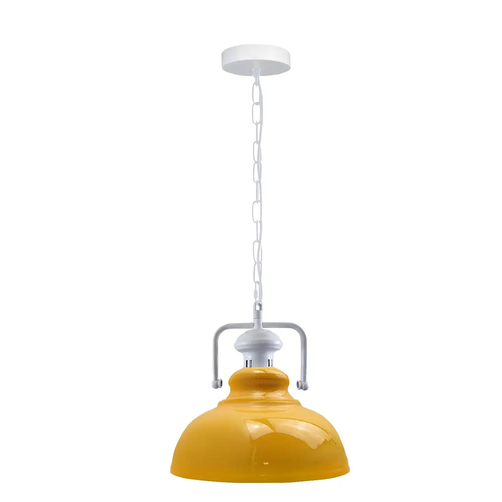 Industrial Barn Style Metal Pendant Light Fixture, Adjustable Chain, Various Colors