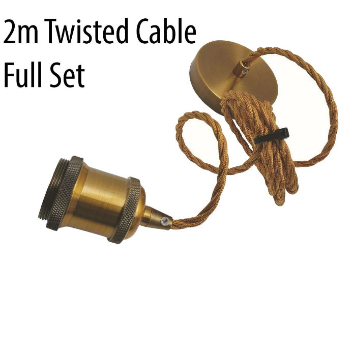 2 Meter Fabric Flex Twisted Cable E27 Pendant Light Fixture Set