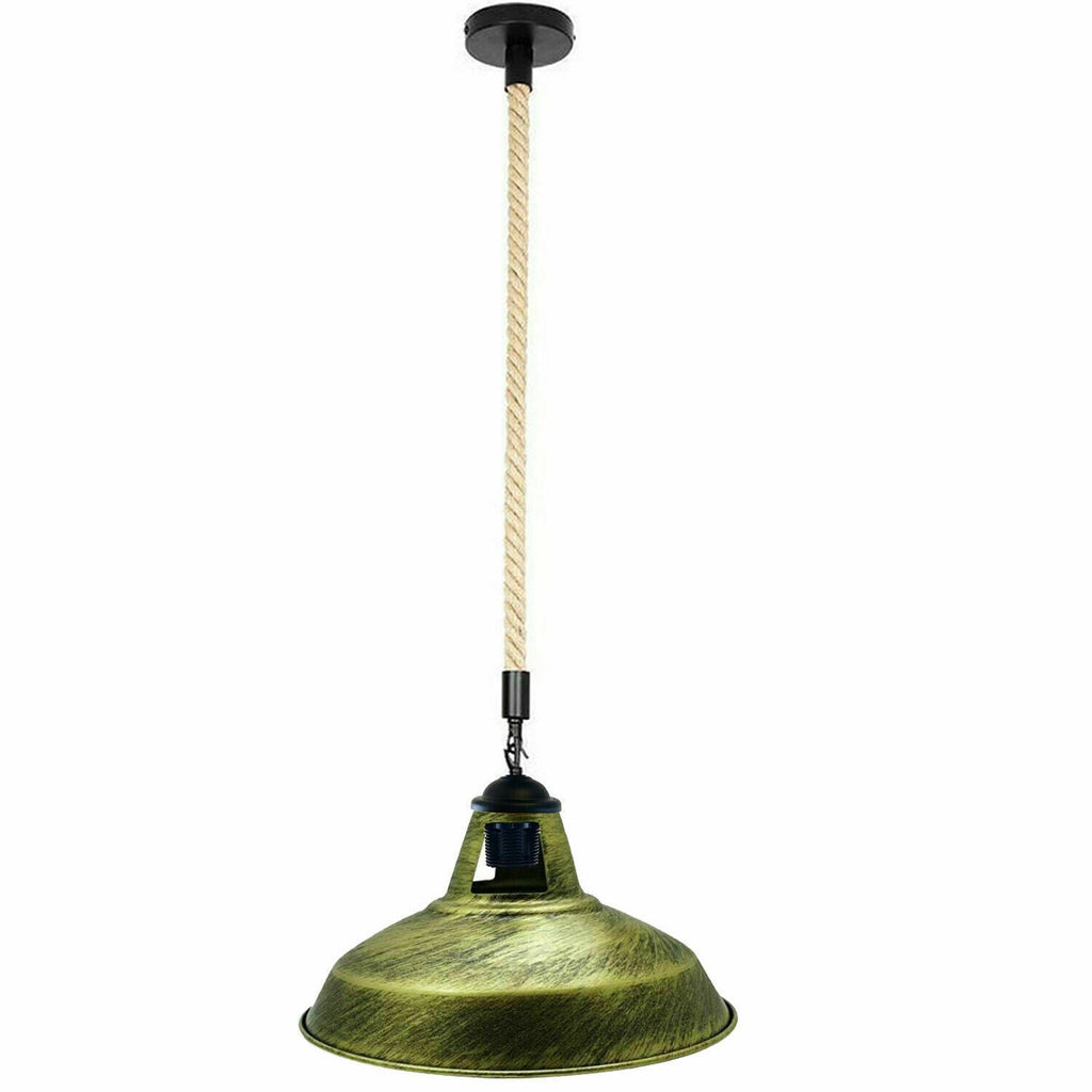 Industrial Hemp Rope Hanging Ceiling Pendant Light Fixture, Dimmable, E27 Base