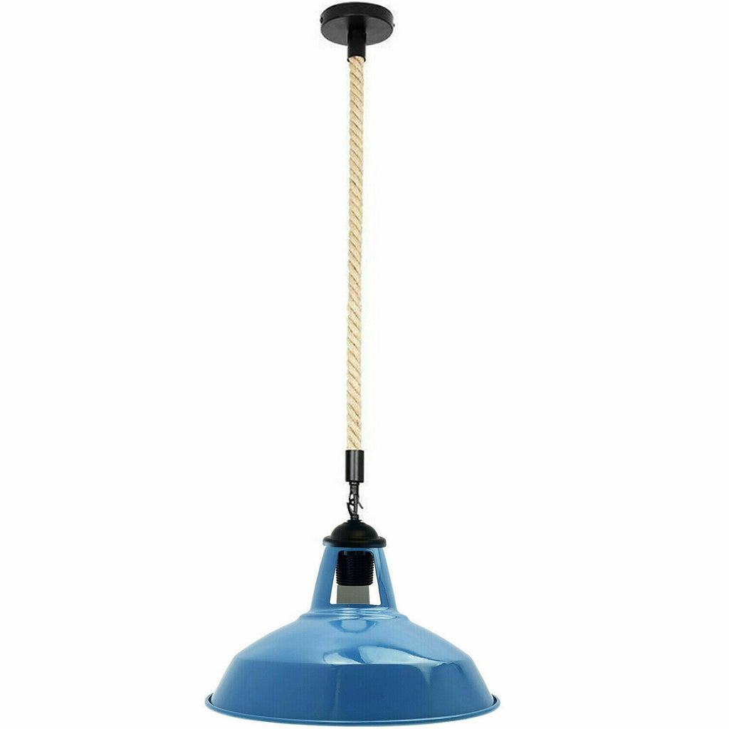 Chic Industrial Hemp Rope Pendant Light - Metal Shade for Kitchen Island