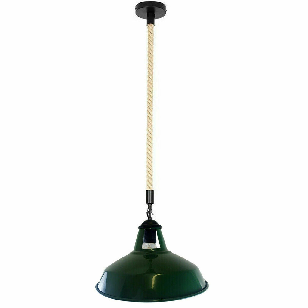 Chic Industrial Hemp Rope Pendant Light - Metal Shade for Kitchen Island