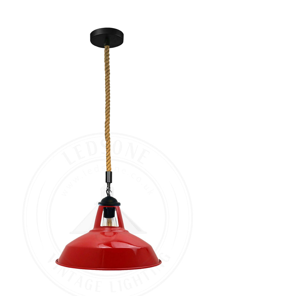 Industrial Hemp Rope Hanging Ceiling Pendant Light Fixture, Dimmable, E27 Base