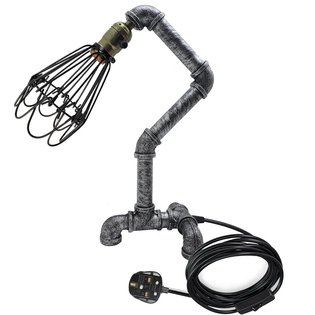 Industrial Steampunk Water Pipe Desk Lamp, Retro Plugin Lighting, Loft Style