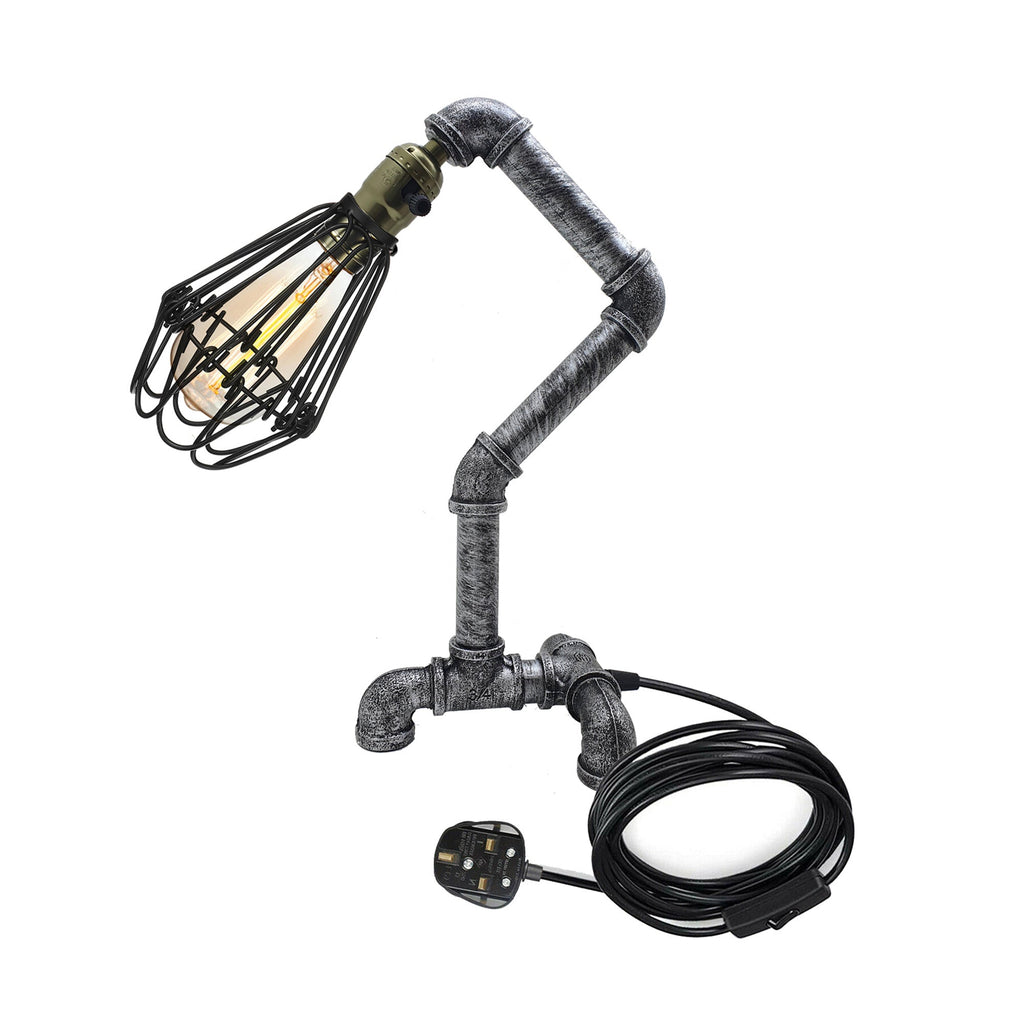 Industrial Steampunk Water Pipe Desk Lamp, Retro Plugin Lighting, Loft Style