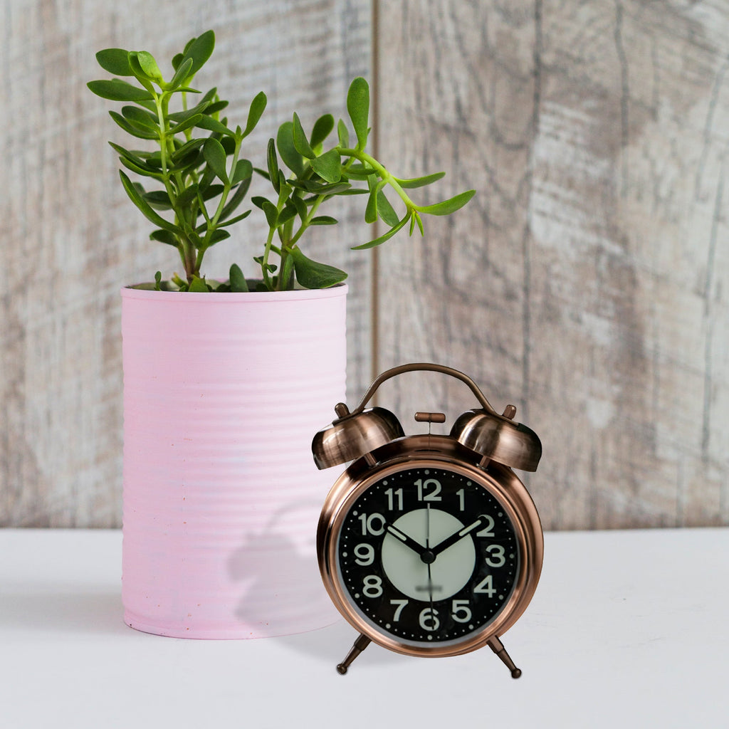 Retro Twin Bell Alarm Clock Vintage Style Analog Clock Glow Dark Feature