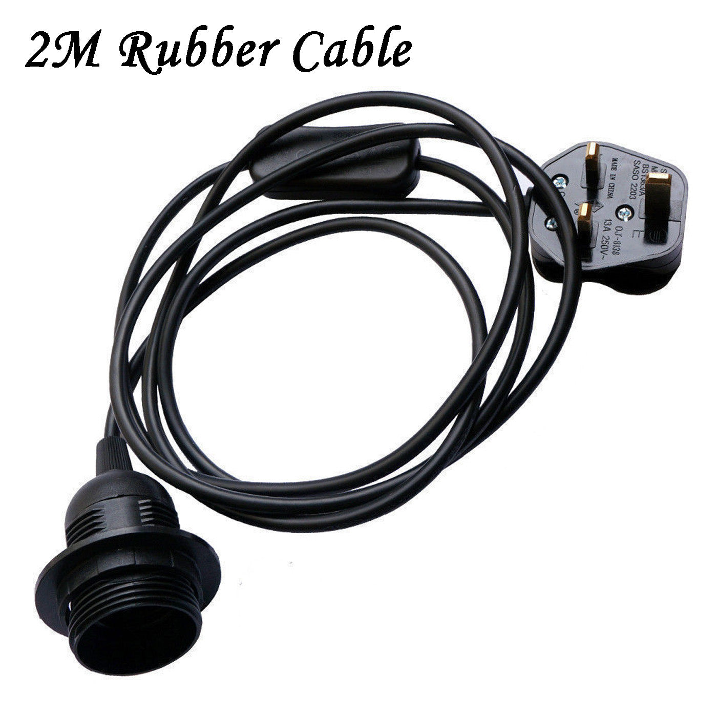 2m Plug In Light Bulb Kit E27 Lamp ES With Switch ~5946