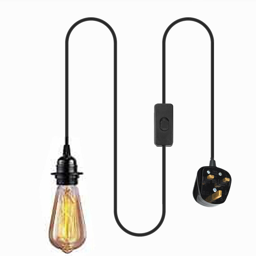 6.5ft Plug In E27 Lamp Cord Kit with Inline Switch
