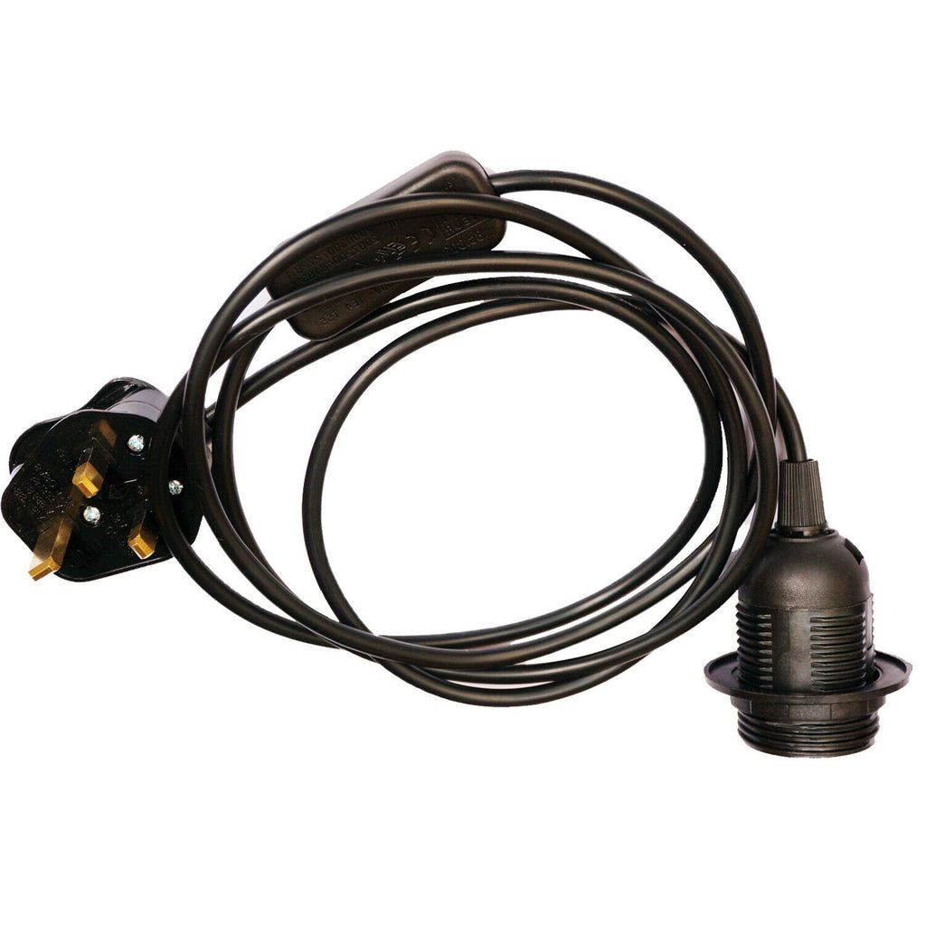 2m Plug-In E27 Lamp Holder Cable Kit with Inline Switch