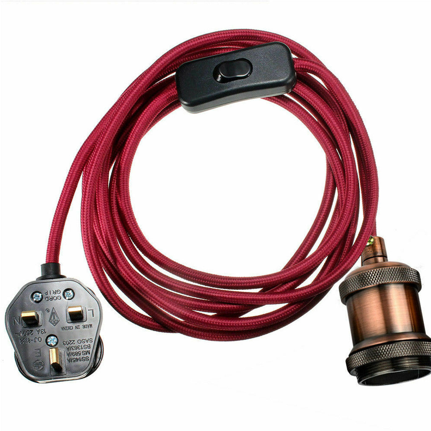 Braided Fabric Flex Plug-In Pendant Light Set with E27 Holder