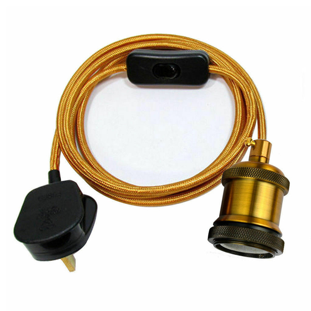 Braided Fabric Flex Plug-In Pendant Light Set with E27 Holder