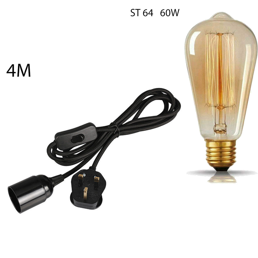 LEDSone 13ft Fabric Flex Plug-In Pendant Light with E27 Bulb Holder
