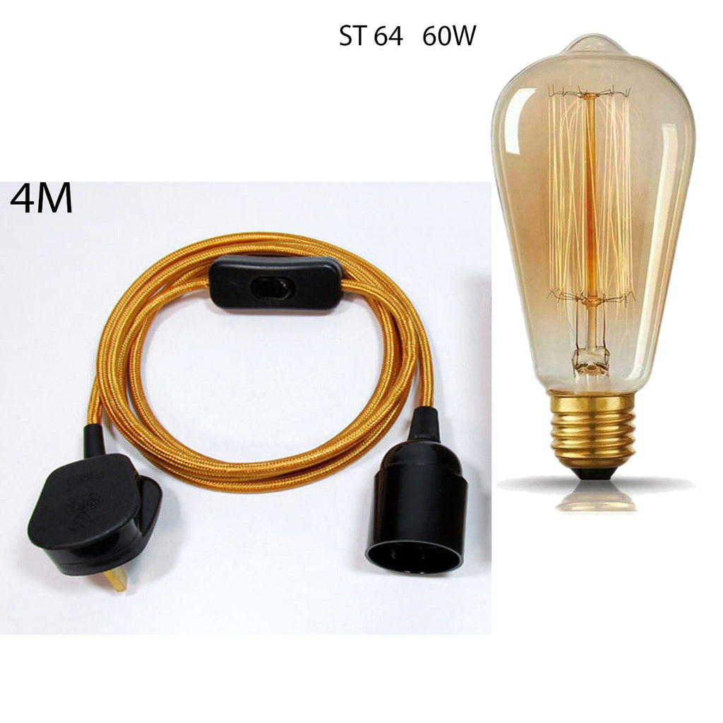 LEDSone 13ft Fabric Flex Plug-In Pendant Light with E27 Bulb Holder