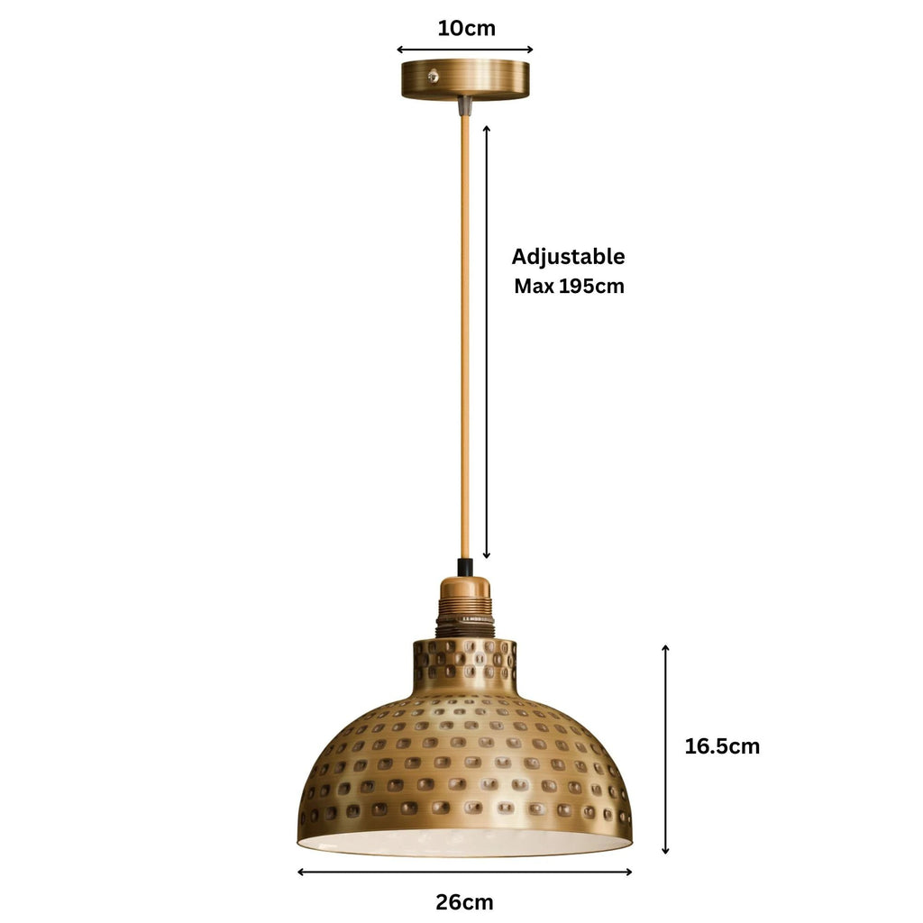 Retro Hammered Metal Shade E27 Ceiling Pendant Light~6132