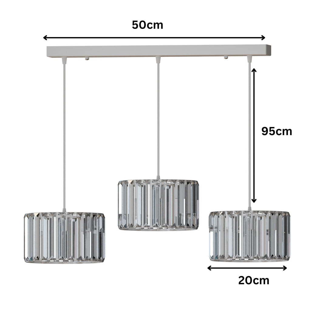 Modern Adjustable 3-Light Crystal Shade Pendant Chandelier~6125
