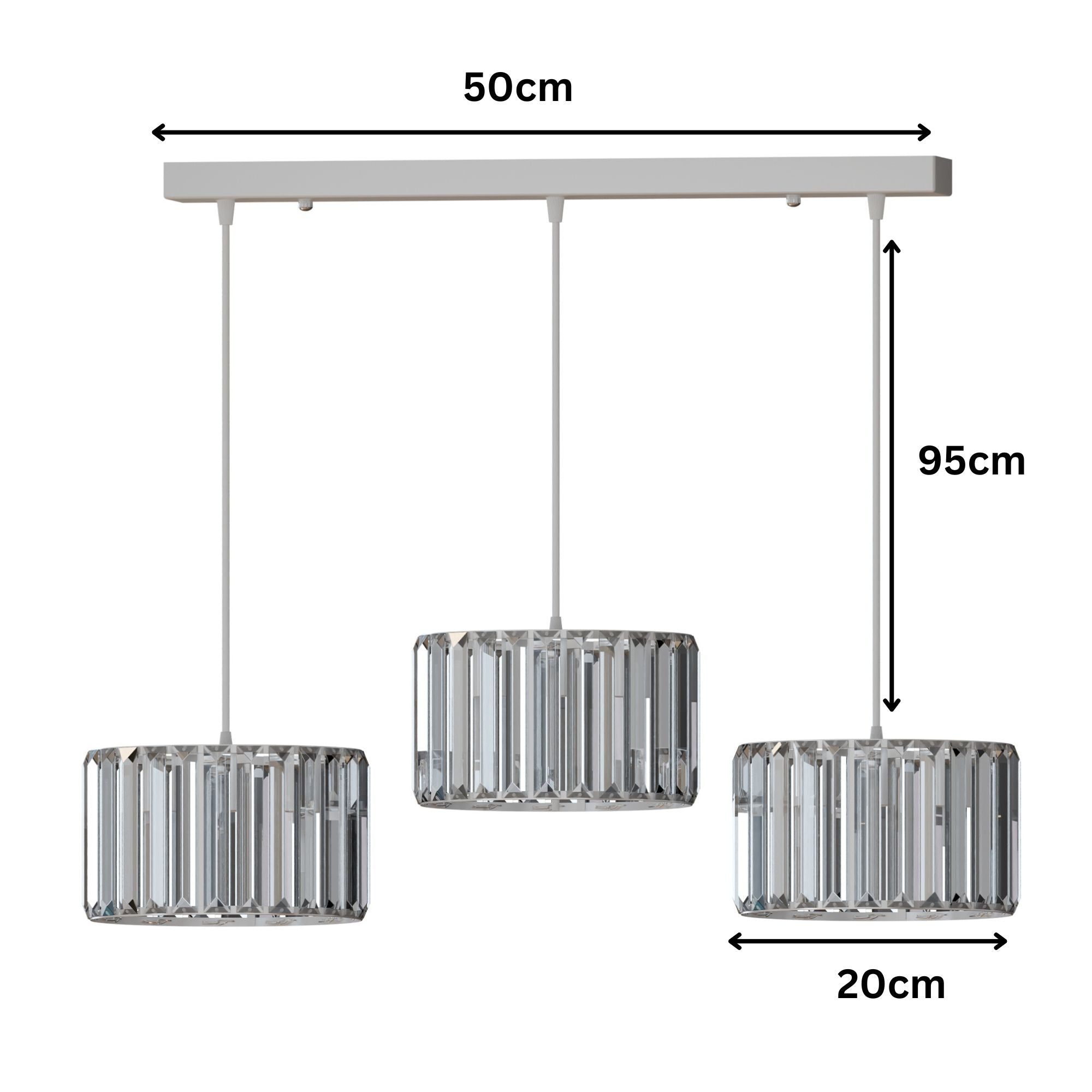 Modern Adjustable 3-Light Crystal Shade Pendant Chandelier~6125