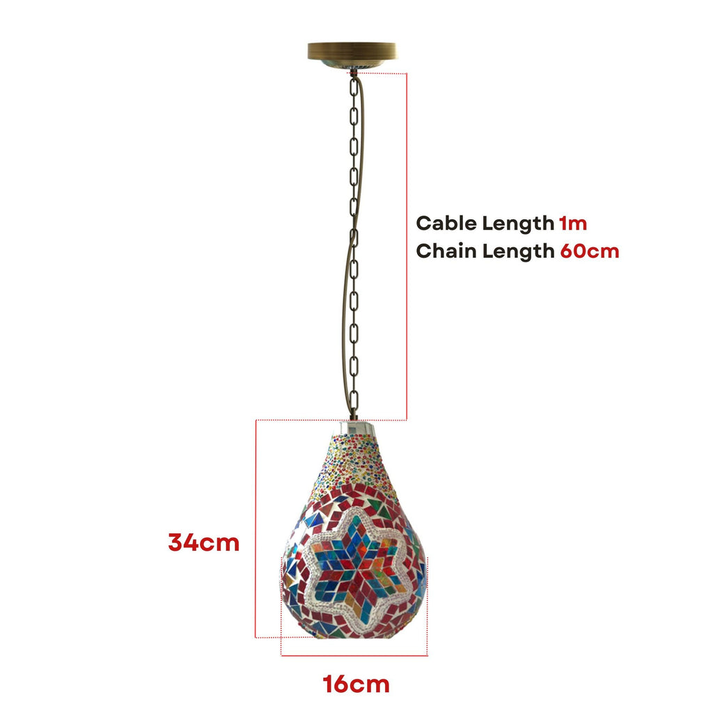 Handcrafted Turkish Moroccan Mosaic Glass Ceiling Pendant Light Fixture Lamp