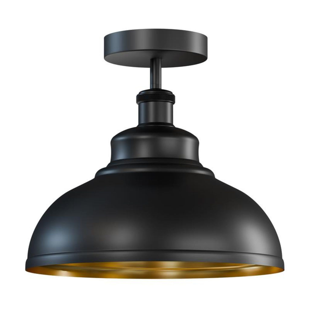 Industrial Style Flush Mount Ceiling Light with Curvy Metal Dome Shade