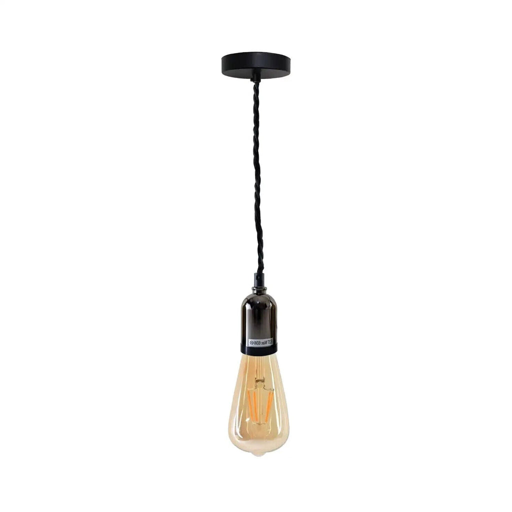 E27 Vintage Industrial Fabric Flex Hanging Pendant Lamp Holder Light Kit