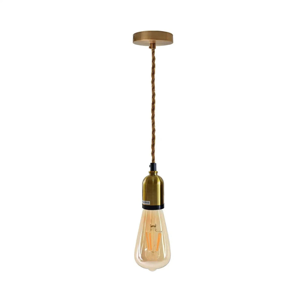 E27 Vintage Industrial Fabric Flex Hanging Pendant Lamp Holder Light Kit