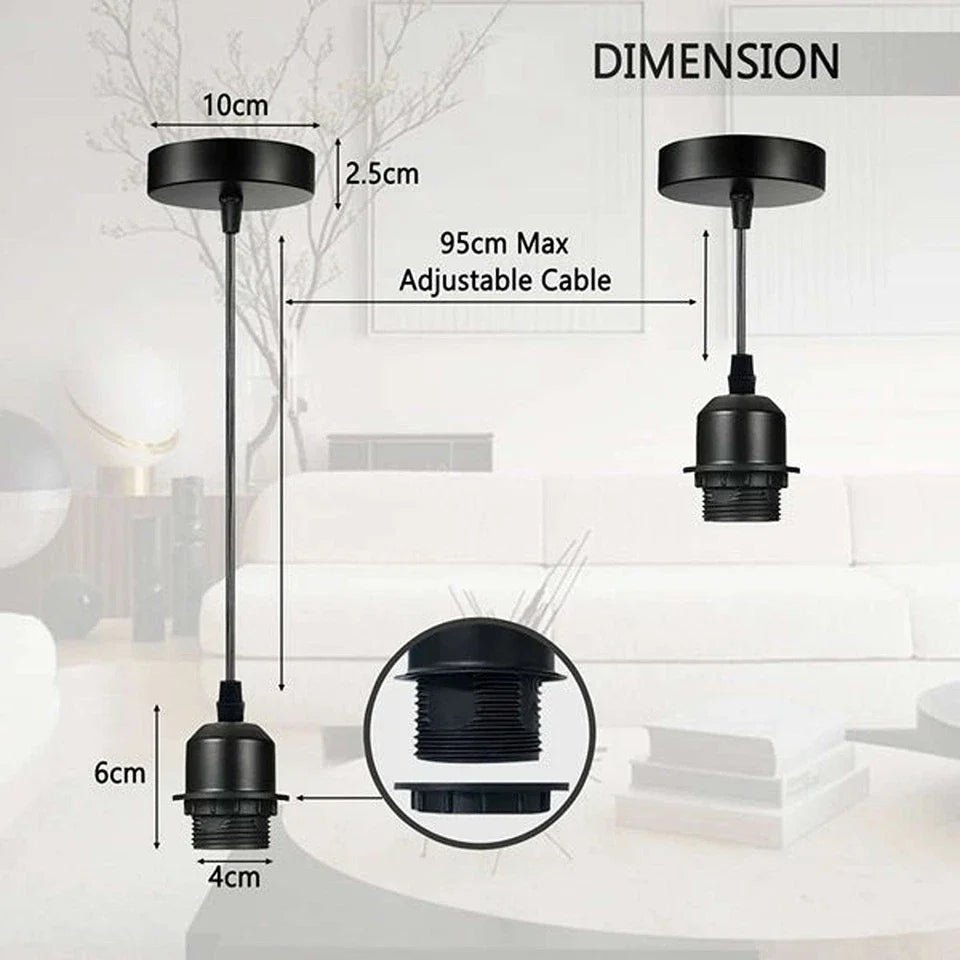 Chic Pink Metal Pendant Light Fixture with Adjustable Cable for E27 Bulbs