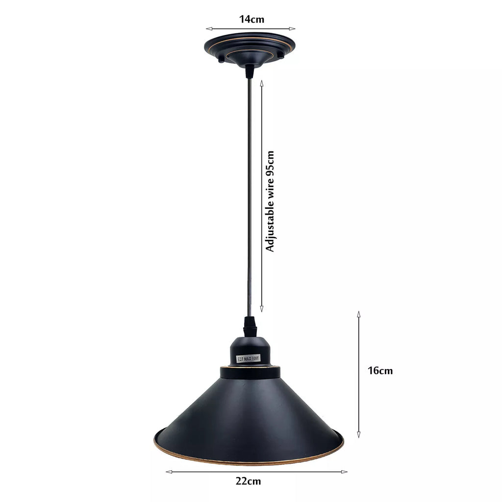 Modern Black Metal Industrial Ceiling Pendant Light Fixture E27 Socket