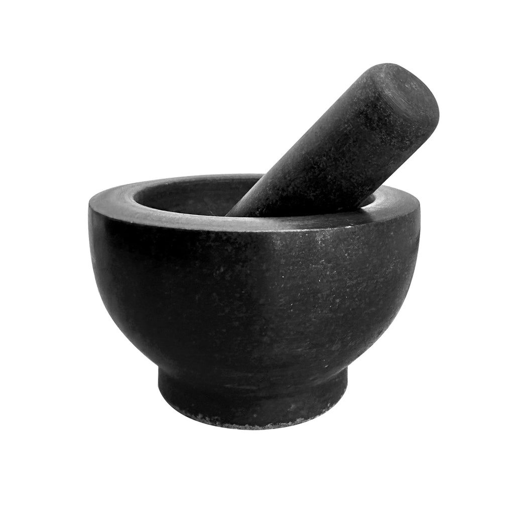 Premium Solid Black Granite Pestle and Mortar Set for Spice Herb Grinding